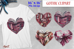 Gothic book lover clipart bundle, Gothic floral designs PNG Product Image 12