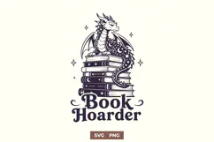 Book Hoarder SVG PNG, Dragon Bookish Romantasy Trendy Design Product Image 1