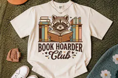 Book Hoarder Raccoon PNG, Funny Book Lover Design Product Image 2