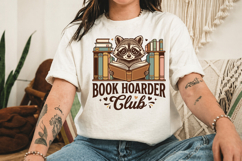 Book Hoarder Raccoon PNG, Funny Book Lover Design Product Image 3