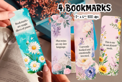 Watercolor Floral Bookmarks | Reading Quote Printable PNG Product Image 1