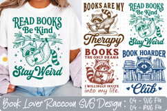 Cute Raccoon Book Lover SVG, Book Lover Sublimation Design Product Image 1