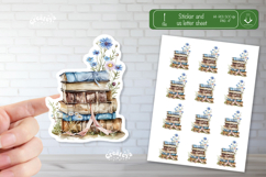 Watercolor Book Stickers Book lover printable stickers Cozy Product Image 1
