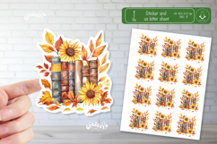 Watercolor Book Stickers Book lover printable Sunflower png Product Image 1