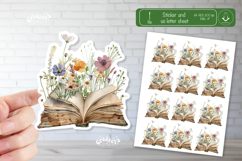 Watercolor Book Stickers Book lover printable wildflower png Product Image 1
