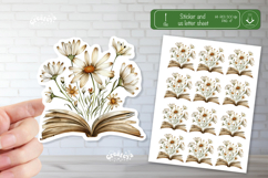 Watercolor Book Stickers Book lover printable wildflower png Product Image 1