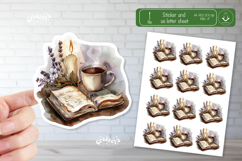 Watercolor Book Stickers Book lover printable lavender png Product Image 1