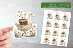 Watercolor Book Stickers Book lover Goose printable stickers Product Image 1