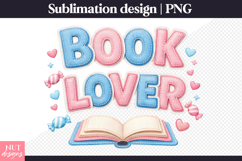 Stitched Book Lover Sublimation Cute book girly sublimation Product Image 1