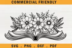 Floral open book svg,Book lover mystical svg, boho book svg Product Image 1