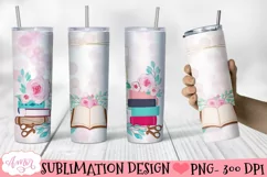 Book lover tumbler wrap for sublimation | Book tumbler PNG Product Image 3