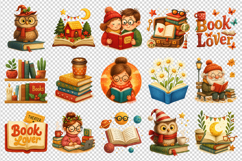 Book Lover clipart printable sublimation bundle png Product Image 4