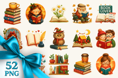 Book Lover clipart printable sublimation bundle png Product Image 1