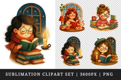 Book Lover clipart printable sublimation design png Product Image 1