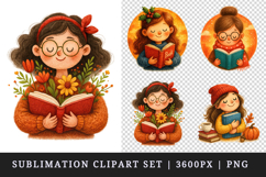 Book Lover clipart printable sublimation design png Product Image 1