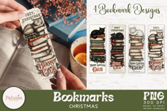 Christmas Book lovers designs being used as Christmas bookmarks print