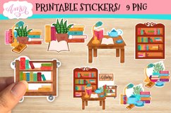 Book lover printable stickers for print then cut Product Image 1