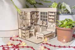 Dollhouse Bedroom Book Nook - Laser Cut File SVG Diorama Product Image 15