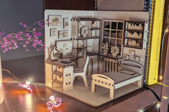 Dollhouse Bedroom Book Nook - Laser Cut File SVG Diorama Product Image 11