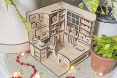 Dollhouse Bedroom Book Nook - Laser Cut File SVG Diorama Product Image 2