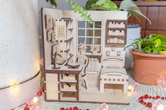 Dollhouse Bedroom Book Nook - Laser Cut File SVG Diorama Product Image 3