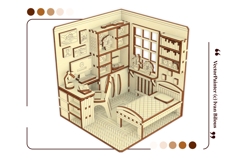 Dollhouse Bedroom Book Nook - Laser Cut File SVG Diorama Product Image 17