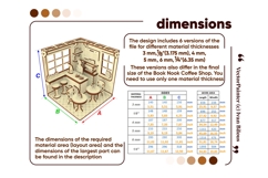Coffee Shop Book Nook Laser Cut File, DIY Diorama Template Product Image 7