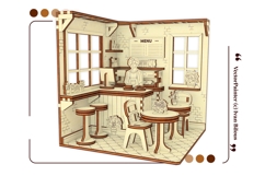 Coffee Shop Book Nook Laser Cut File, DIY Diorama Template Product Image 10