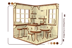 Coffee Shop Book Nook Laser Cut File, DIY Diorama Template Product Image 11