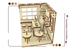 Coffee Shop Book Nook Laser Cut File, DIY Diorama Template Product Image 12