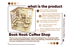 Coffee Shop Book Nook Laser Cut File, DIY Diorama Template Product Image 6
