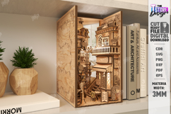 Book Nook European Alley SVG - 3D Layered Bookshelf Insert Product Image 2