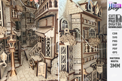 Book Nook European Alley SVG - 3D Layered Bookshelf Insert Product Image 4