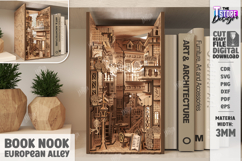 Book Nook European Alley SVG - 3D Layered Bookshelf Insert Product Image 1