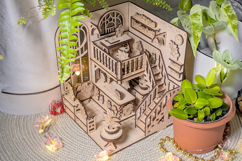 Greenhouse Book Nook Laser Cut File, DIY Diorama Plywood Product Image 9