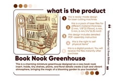 Greenhouse Book Nook Laser Cut File, DIY Diorama Plywood Product Image 2