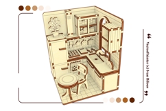 Book Nook Kitchen Laser Cut File, DIY Diorama SVG Project Product Image 4