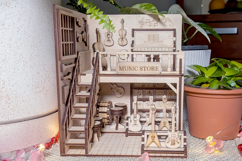 Music Store Book Nook Laser Cut File, SVG Template for DIY Product Image 12