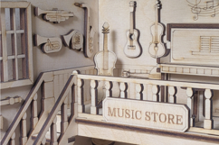 Music Store Book Nook Laser Cut File, SVG Template for DIY Product Image 6