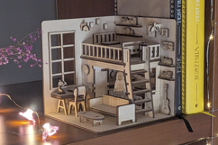 Dollhouse Room Book Nook Laser Cut File, DIY Diorama Project Product Image 8