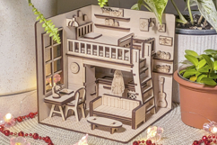 Dollhouse Room Book Nook Laser Cut File, DIY Diorama Project Product Image 12