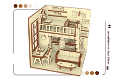 Dollhouse Room Book Nook Laser Cut File, DIY Diorama Project Product Image 18
