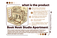 Dollhouse Room Book Nook Laser Cut File, DIY Diorama Project Product Image 15