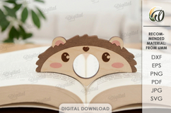 Book Page Holder Laser Cut. Book Buddy. Hedgehog SVG Product Image 1