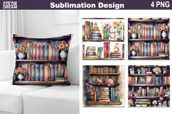 Watercolor Books Pillow Design | Book Illustration Product Image 1