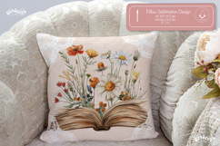 Book lover Pillow case sublimation watercolor wild flower Product Image 1