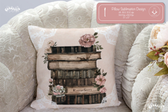 Book lover Pillow case sublimation watercolor old book png Product Image 1