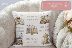 Book lover Quote Pillow case sublimation watercolor Flower Product Image 1