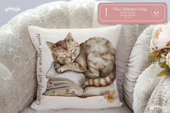Book lover Quote Pillow case sublimation watercolor cat png Product Image 1