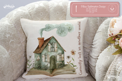 Book lover Quote Pillow case sublimation watercolor house Product Image 1